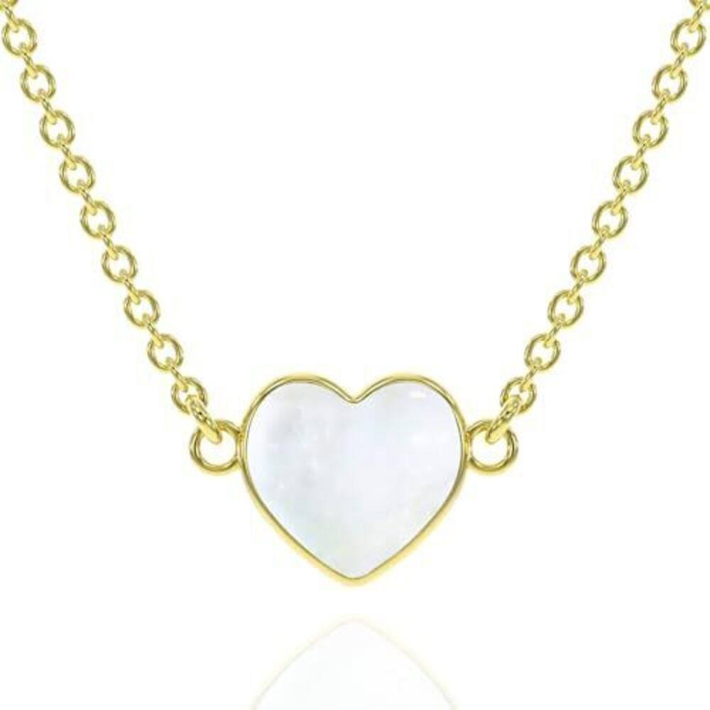 5028 Clear Quartz Necklace , Premium Gold Heart Necklaces - Tarnish Free